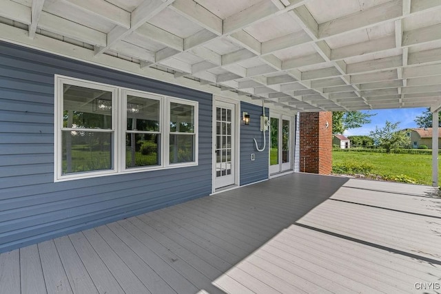 8953 Bushnell Shore Rd, Sullivan, NY 13037 - wooden deck with french doors