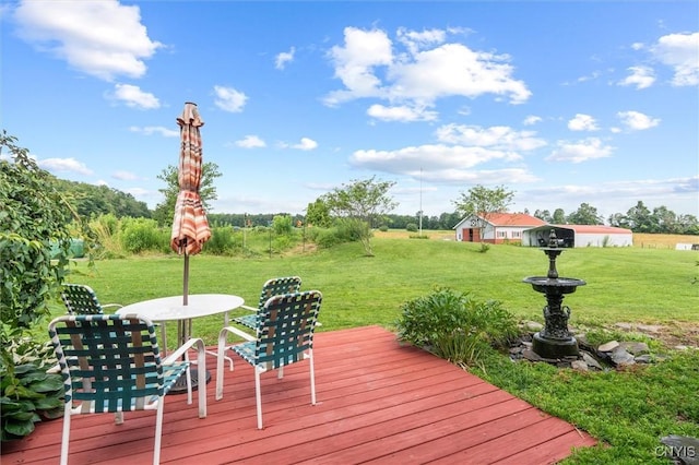 6767 Stauber Rd, Summerhill, NY 13073 - wooden terrace featuring a lawn