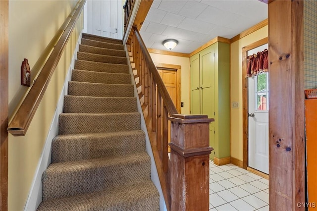6767 Stauber Rd, Summerhill, NY 13073 - staircase featuring baseboards and tile patterned floors