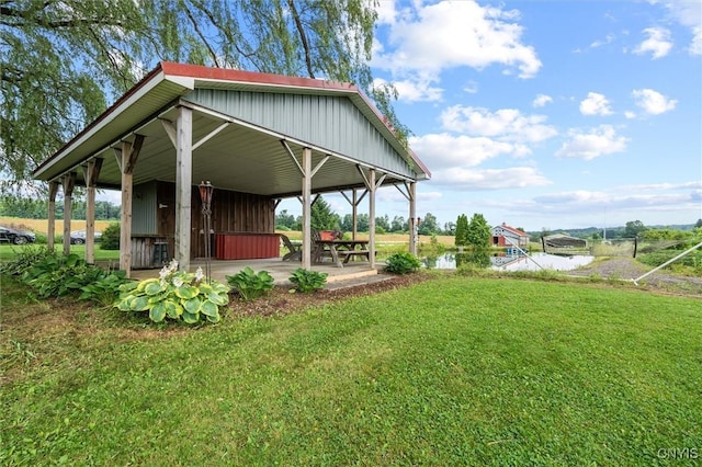 6767 Stauber Rd, Summerhill, NY 13073 - view of grassy yard with a patio area