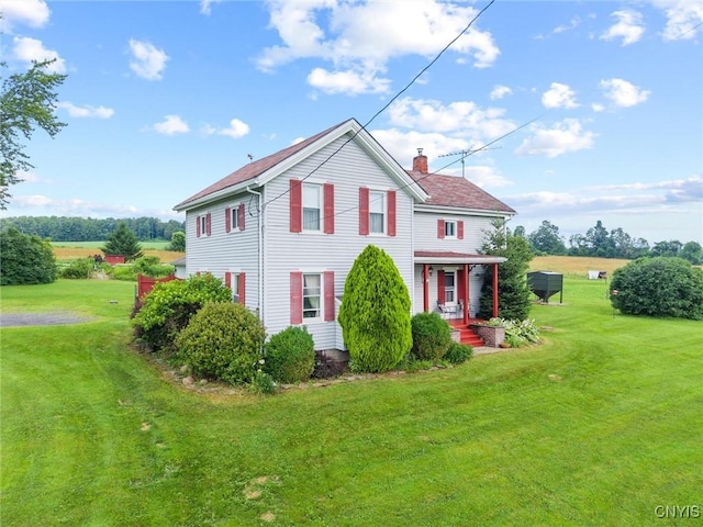 6767 Stauber Rd, Summerhill, NY 13073 - view of side of home with a chimney and a yard