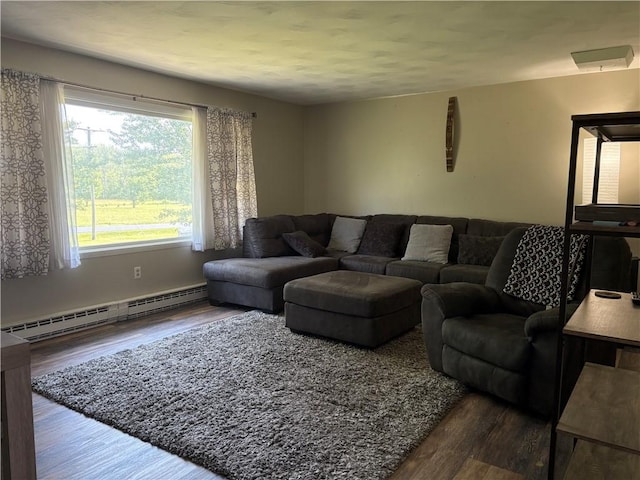 1292 Gassner Rd, Junius, NY 13165 - living area with a baseboard radiator, wood finished floors, and plenty of natural light