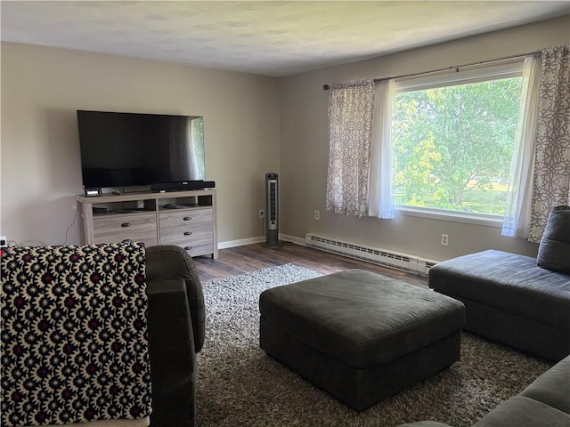 1292 Gassner Rd, Junius, NY 13165 - living area with a baseboard radiator and wood finished floors