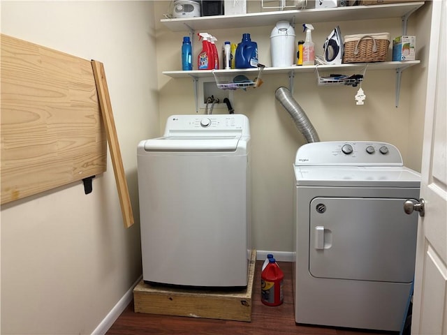 1292 Gassner Rd, Junius, NY 13165 - laundry area featuring independent washer and dryer and wood finished floors