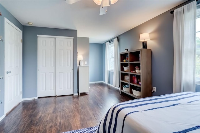 1125 Shoecraft Rd, Webster, NY 14580 - bedroom with wood finished floors, a closet, and ceiling fan