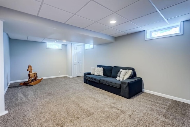 1125 Shoecraft Rd, Webster, NY 14580 - sitting room with carpet floors, a paneled ceiling, and healthy amount of natural light