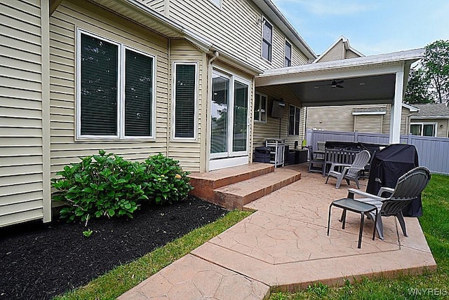 47 Timber Cove Ct, Amherst, NY 14051 - view of patio with a hot tub, a ceiling fan, and a grill