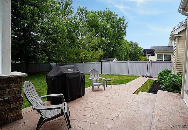 47 Timber Cove Ct, Amherst, NY 14051 - fenced backyard featuring grilling area and a patio