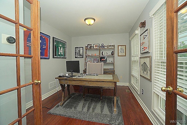 47 Timber Cove Ct, Amherst, NY 14051 - office with dark wood finished floors and french doors