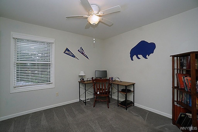 47 Timber Cove Ct, Amherst, NY 14051 - office area featuring a ceiling fan and carpet