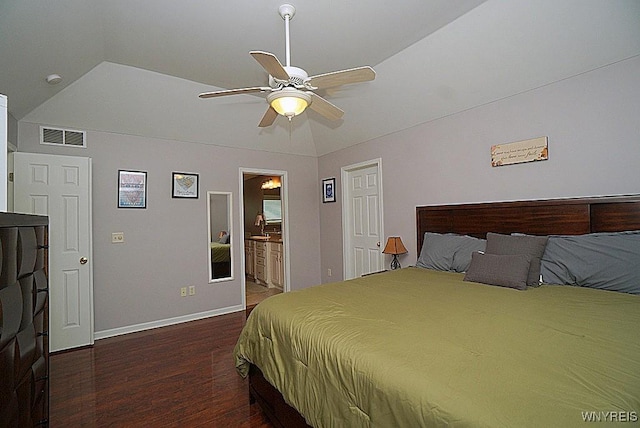 47 Timber Cove Ct, Amherst, NY 14051 - bedroom featuring dark wood-type flooring, ceiling fan, and ensuite bath