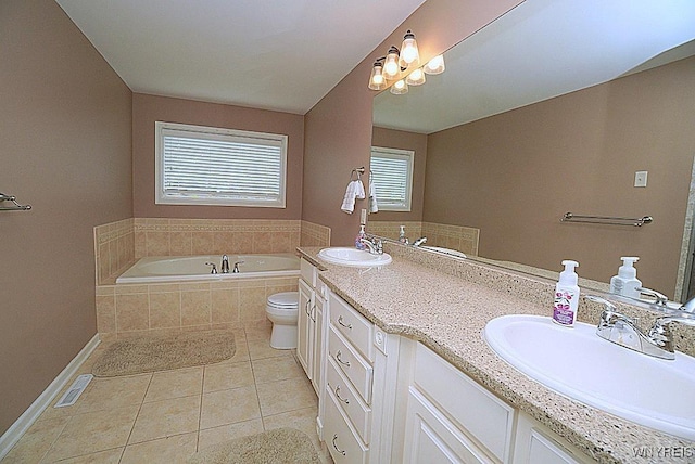 47 Timber Cove Ct, Amherst, NY 14051 - bathroom featuring tile patterned floors, a garden tub, and double vanity