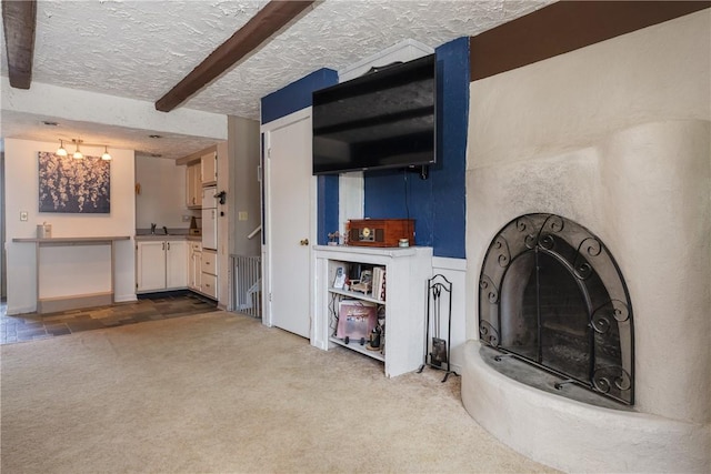 477 Pine Circle Ext, Big Flats, NY 14845 - living room with carpet and beamed ceiling