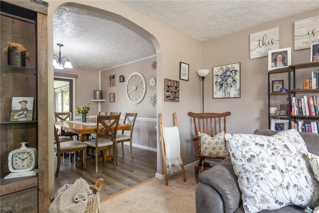 477 Pine Circle Ext, Big Flats, NY 14845 - dining room with a textured ceiling and arched walkways