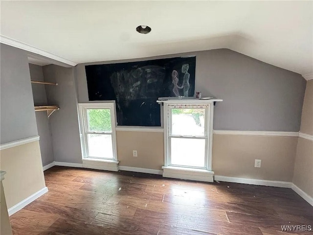 7 High St, Lyons, NY 14489 - unfurnished room featuring lofted ceiling and wood finished floors