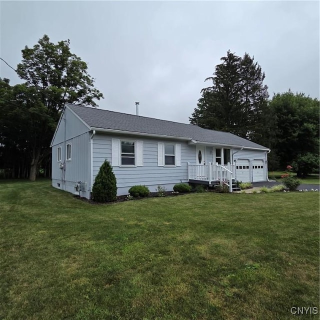 5709 Merry St, Verona, NY 13478 - ranch-style home with a front lawn and a garage