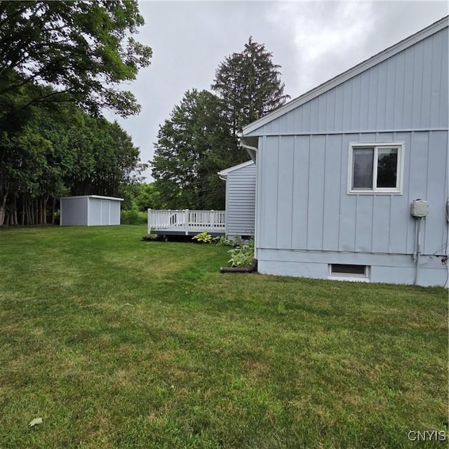 5709 Merry St, Verona, NY 13478 - view of grassy yard with a wooden deck