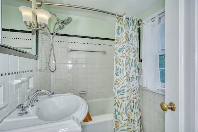 772 Winona Blvd, Irondequoit, NY 14617 - full bathroom with tile walls and shower / bath combination with curtain