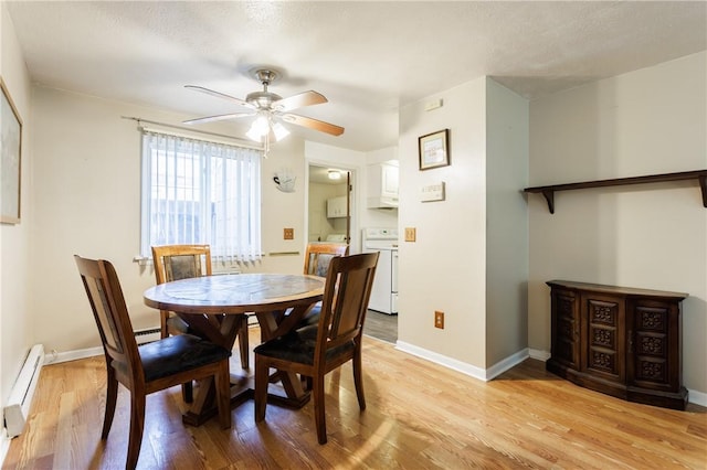 80 Autumn Chapel Way, Chili, NY 14624 - dining space with a baseboard radiator, light wood-style flooring, and a ceiling fan
