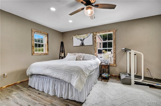 2890 Eagles Nest Rd, Yorkshire, NY 14042 - bedroom featuring wood finished floors, recessed lighting, and ceiling fan