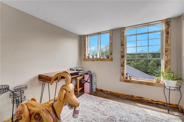 2890 Eagles Nest Rd, Yorkshire, NY 14042 - office area with baseboards and wood finished floors