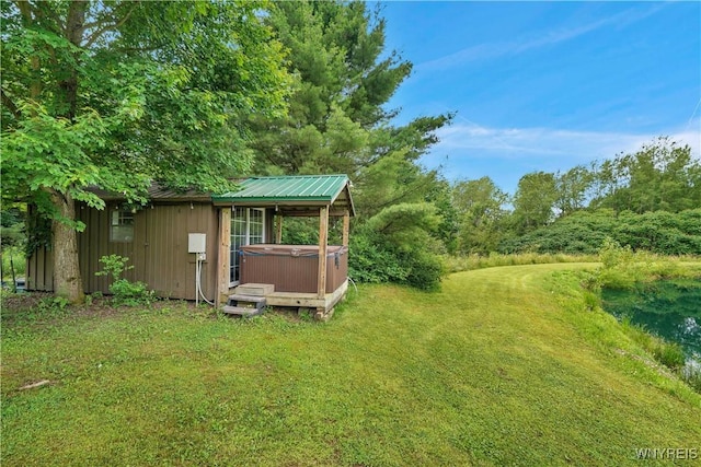 2890 Eagles Nest Rd, Yorkshire, NY 14042 - view of grassy yard with a hot tub