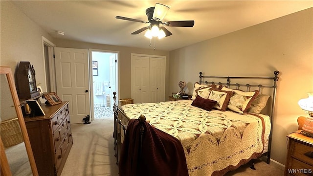 1330 Maple Rd Unit 4, Amherst, NY 14221 - bedroom featuring light carpet, a closet, and a ceiling fan