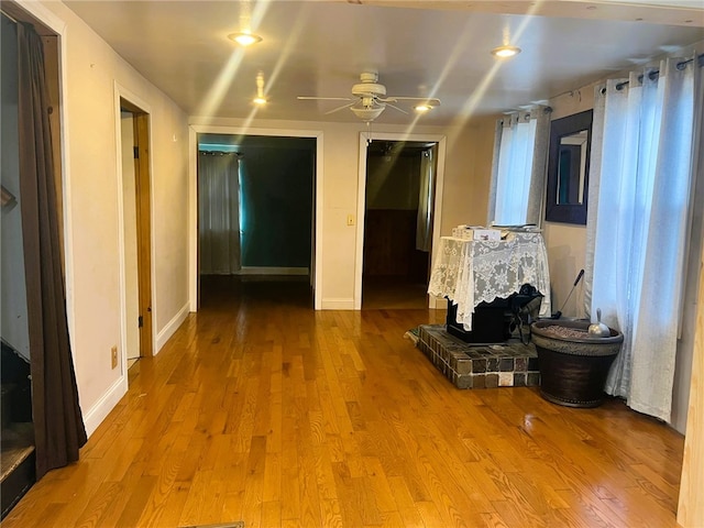 33 E Vanscoter St, Hornell, NY 14843 - living room featuring wood finished floors and ceiling fan