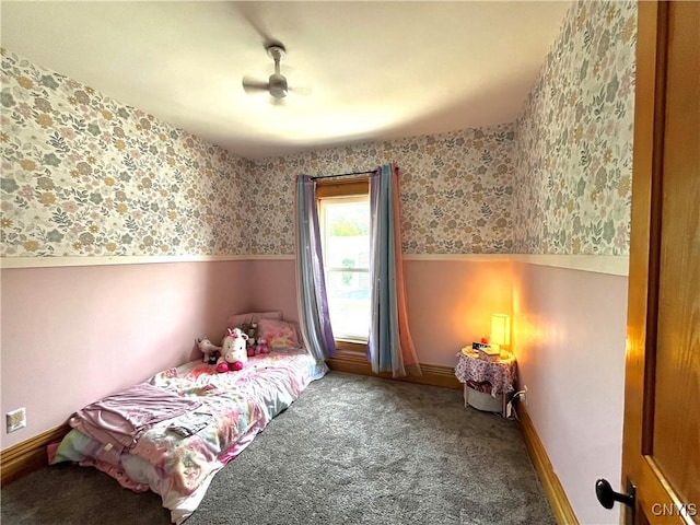 66 N Gordon St, Gouverneur, NY 13642 - bedroom with a wainscoted wall, wallpapered walls, and carpet floors