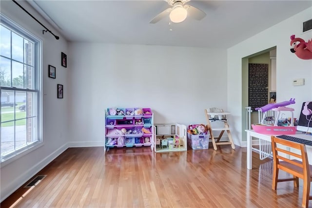 906 Lothario Cir, Webster, NY 14580 - rec room with wood finished floors, plenty of natural light, and ceiling fan