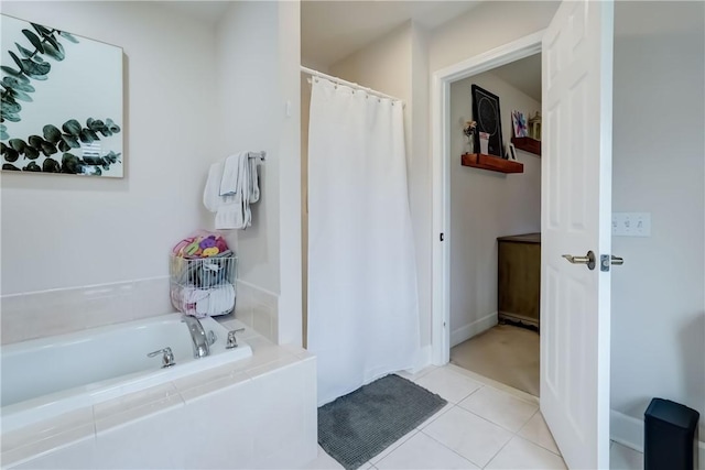 906 Lothario Cir, Webster, NY 14580 - full bath with a garden tub, a shower with curtain, and tile patterned floors