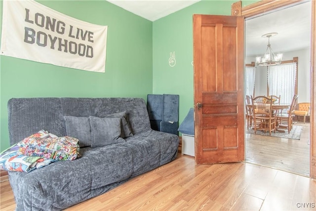 20199 County Route 181, Orleans, NY 13656 - living area with a chandelier and wood finished floors