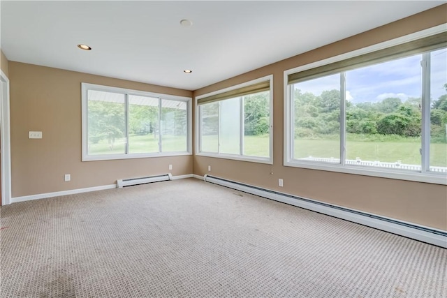 1566 Tracy Dr, Spafford, NY 13152 - empty room with a baseboard radiator, carpet floors, and recessed lighting