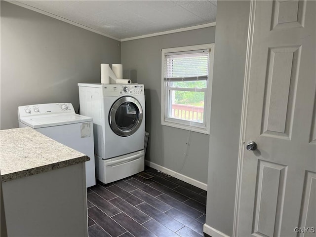 19 Beech Dr, Scriba, NY 13126 - laundry area featuring washer and clothes dryer and ornamental molding