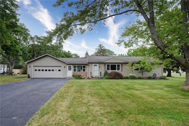 286 Park Ln, Webster, NY 14580 - ranch-style home with asphalt driveway, an attached garage, and a front yard