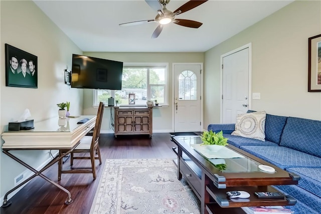 286 Park Ln, Webster, NY 14580 - living area with wood finished floors and a ceiling fan