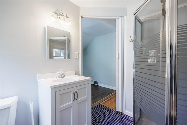 79 Meredith Ave, Brighton, NY 14618 - bathroom with vanity, tile patterned flooring, and a shower