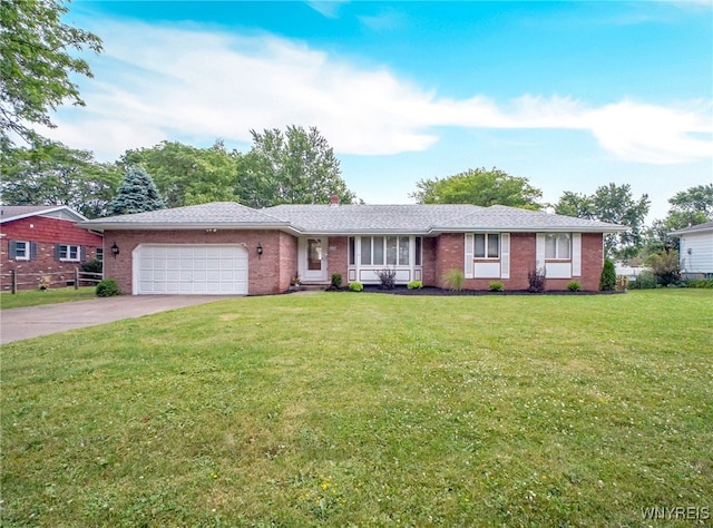 100 W Maplemere Rd, Amherst, NY 14221 - ranch-style home featuring a garage, brick siding, driveway, and a front yard