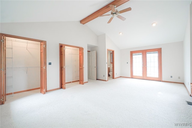 100 W Maplemere Rd, Amherst, NY 14221 - unfurnished bedroom featuring french doors, access to outside, light colored carpet, ceiling fan, and recessed lighting