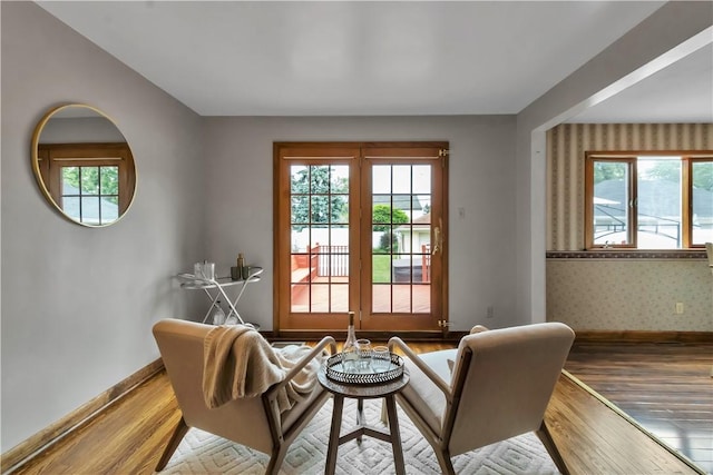 128 Princeton Blvd, Tonawanda, NY 14217 - sitting room featuring wood-type flooring, plenty of natural light, and wallpapered walls