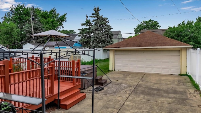 128 Princeton Blvd, Tonawanda, NY 14217 - deck with a detached garage and an outbuilding