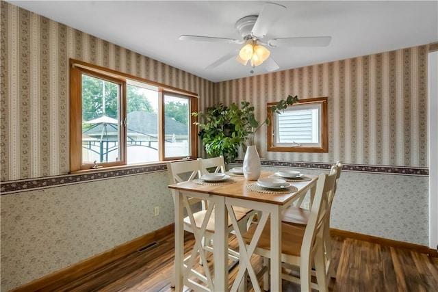 128 Princeton Blvd, Tonawanda, NY 14217 - dining space with wood finished floors, healthy amount of natural light, and ceiling fan