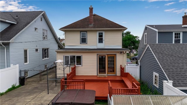 128 Princeton Blvd, Tonawanda, NY 14217 - rear view of property with a fenced backyard, a patio area, a chimney, and a deck