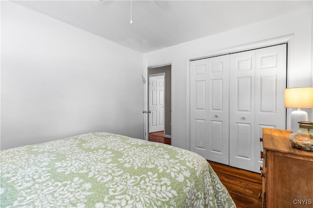 102 W Rand St, German Flatts, NY 13357 - bedroom with dark wood-type flooring, a closet, and ceiling fan
