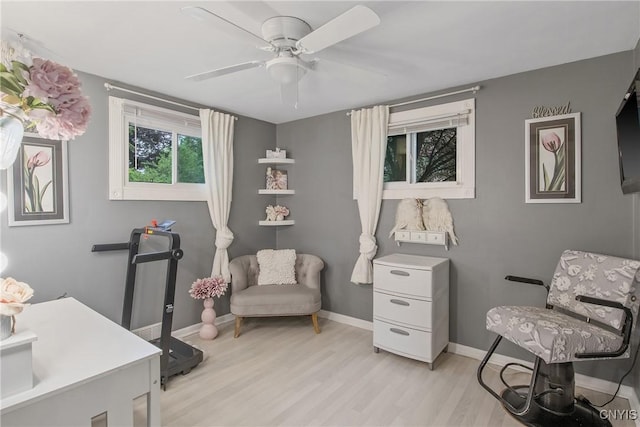 207 Baxton St, Clay, NY 13212 - home office featuring light wood-type flooring and ceiling fan