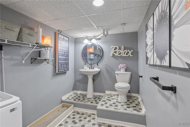 207 Baxton St, Clay, NY 13212 - bathroom with toilet and a paneled ceiling