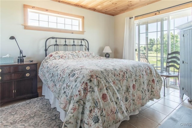 1812 Grenadier Island Rd Unit 1, Cape Vincent, NY 13618 - bedroom featuring wood ceiling, access to exterior, and light tile patterned floors