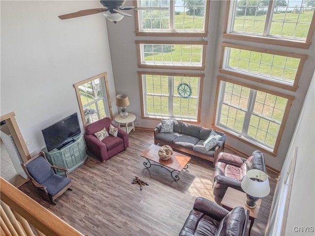 1812 Grenadier Island Rd Unit 1, Cape Vincent, NY 13618 - living room featuring a high ceiling, plenty of natural light, and wood finished floors