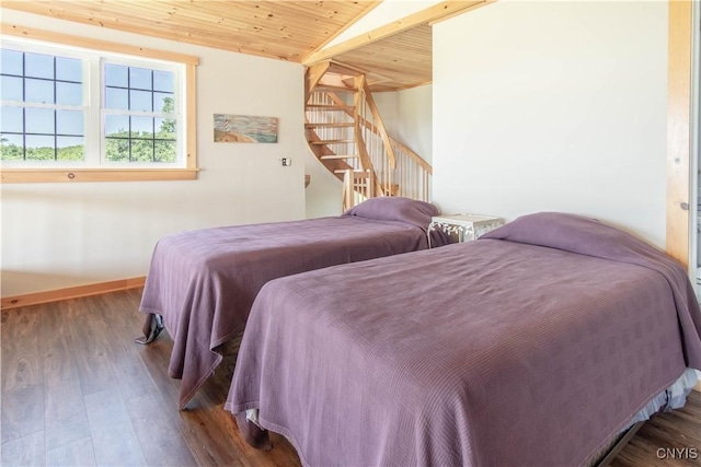 1812 Grenadier Island Rd Unit 1, Cape Vincent, NY 13618 - bedroom featuring wood finished floors, wood ceiling, and lofted ceiling
