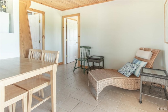 1812 Grenadier Island Rd Unit 1, Cape Vincent, NY 13618 - dining space featuring wooden ceiling and light tile patterned floors